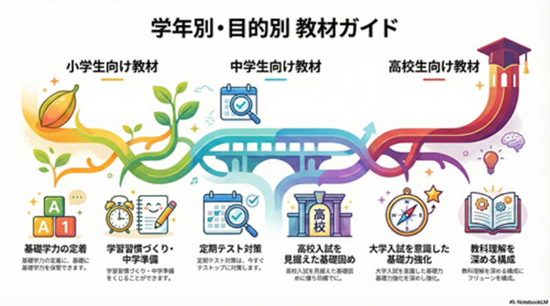 幅広い教材ラインナップです